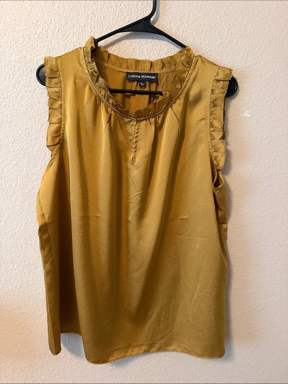Catherine Malandrino Golden Mustard Ruffle-Trim Sleeveless Top
